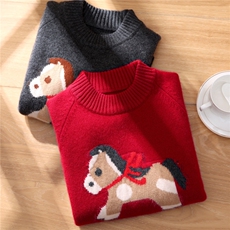 2026新年款女童半高领加厚羊毛衫男童保暖大小童打底衫，童装卫衣/绒衫，联起羊绒