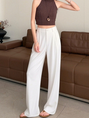 黑色西装阔腿裤2026新款春夏高腰小个子宽松垂感直筒拖地裤，女装休闲裤，云美莎专业女裤-全店现货