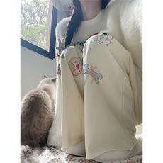AK2382-p48休闲拖地长裤女秋装高腰宽松涂鸦阔腿裤，女装休闲裤，星座617A-2