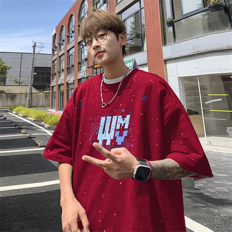 可48小时发货支持抖音得物来样二开美式满天星亮片短袖T恤MTX655,男装T恤,电商A486