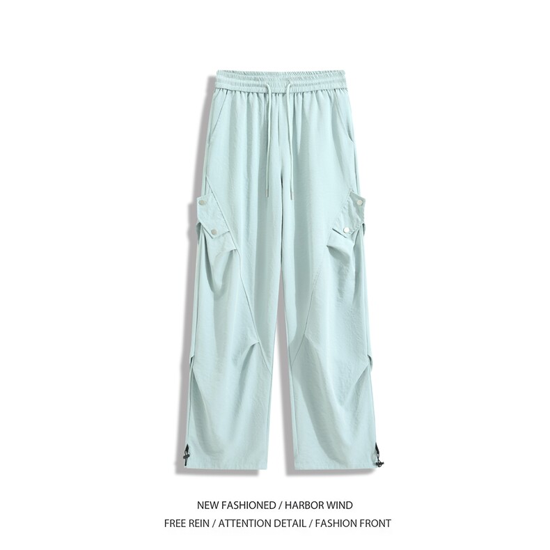 抖音品质夏季新款潮流褶皱宽松休闲冰丝裤B315-K25735-特p30控58,男装休闲裤,电商B315