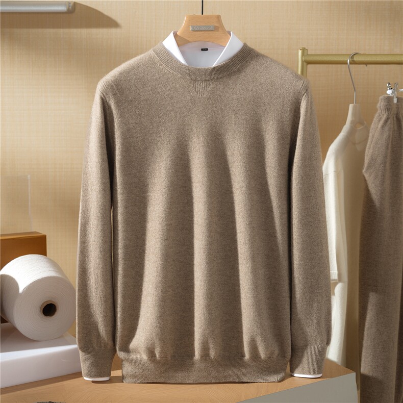 2025年秋季新款百搭三角撞色圆领，男装羊绒套衫，澳坤羊绒
