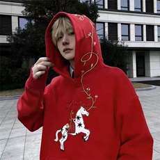 风帽衫男潮2026秋冬加绒连帽卫衣男款青少年时尚百搭外套，女装短外套，星座506A