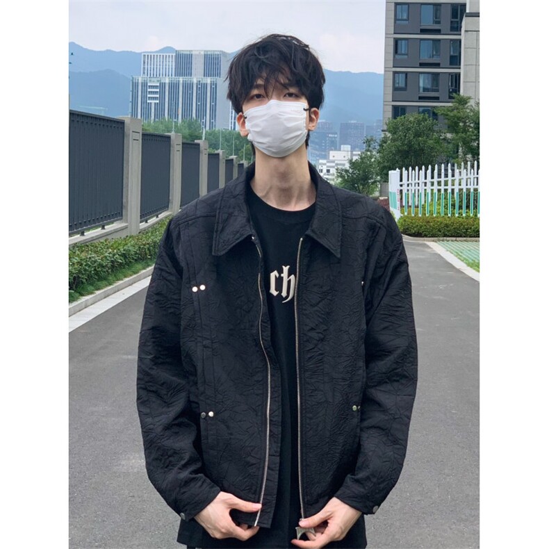 【有货】cleanfit短款褶皱外套男款春秋高级感痞帅夹克W186LL-P72,男装夹克,星座1007（原301D）