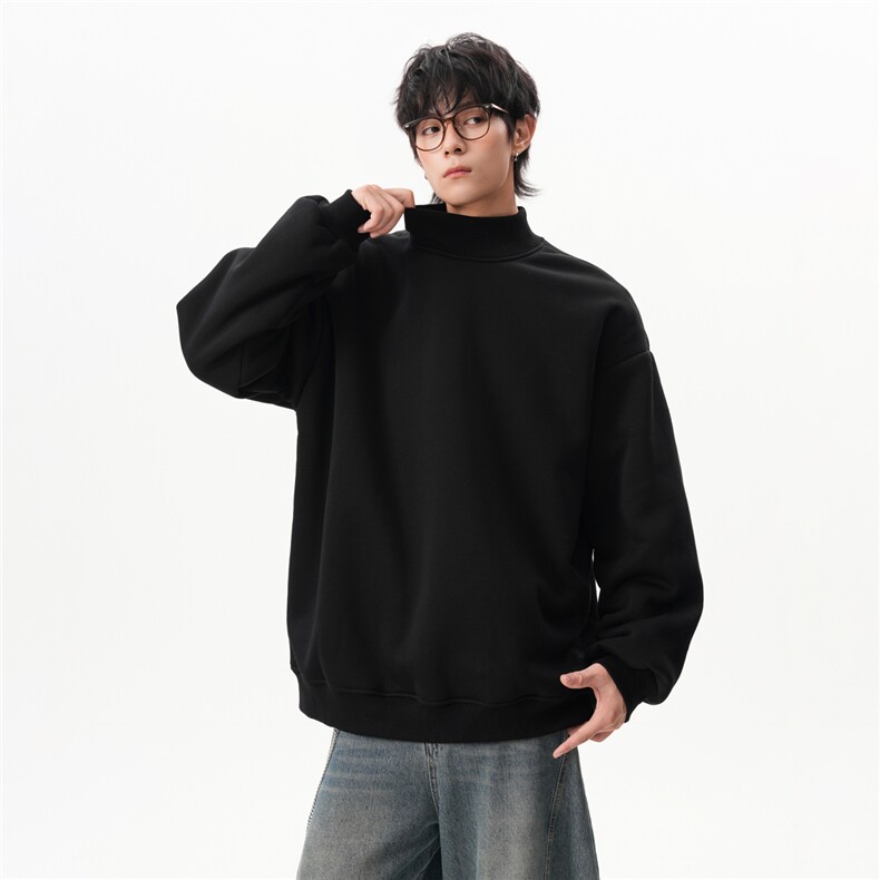 2025秋冬装纯色半高领加绒加厚卫衣大码卫衣外套A025-W933-P45,女装短外套,电商A025