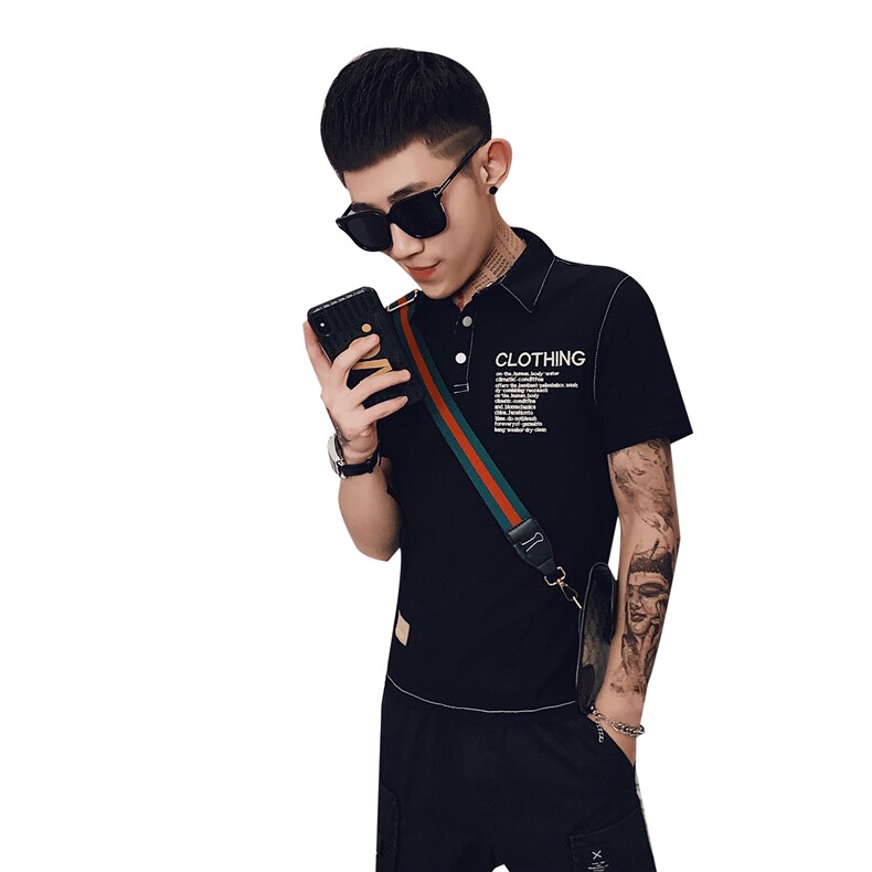 夏季款刺绣短袖T恤社会精神小伙潮男半袖POLO小衫C301B-PL02,男装Polo衫,电商C301B