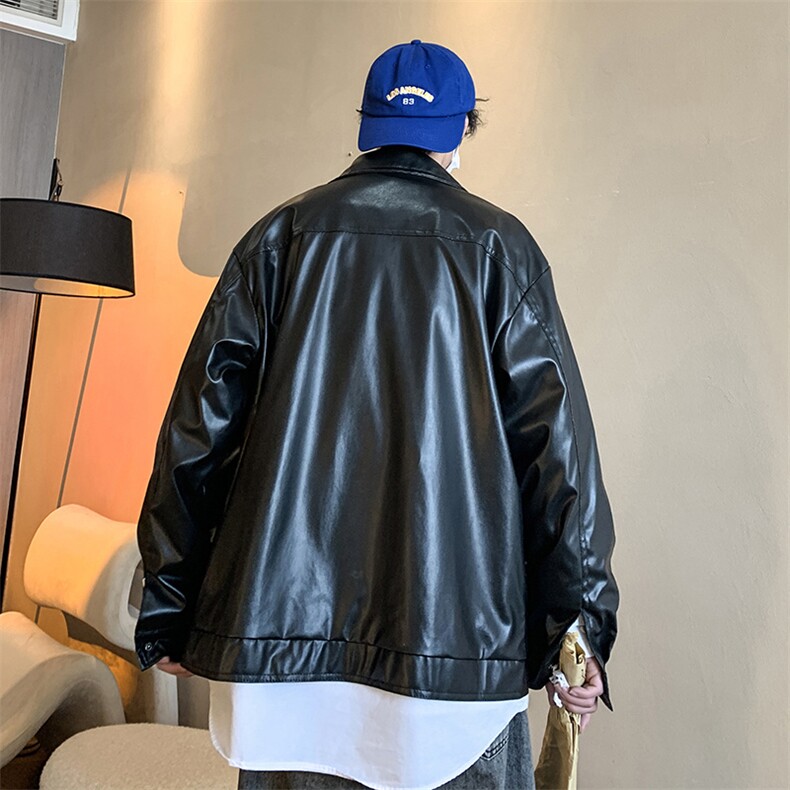 潮流夹克潮男春季皮衣外套W22P60图片