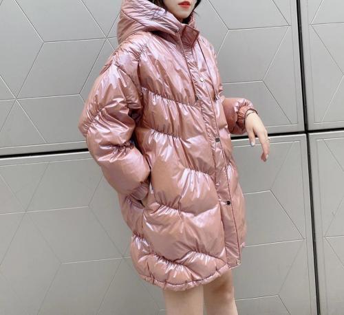 SGH2096爆版亮皮连帽时尚保暖羽绒服图片