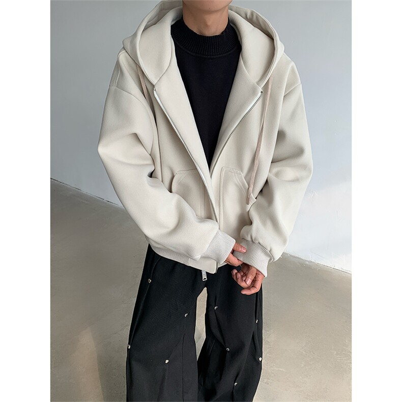 现货！24秋冬加厚极简韩式慵懒阔版毛呢夹克风衣外套JK83-p135,男装夹克,电商B288