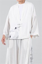 21夏季风棉麻风衣汉服道袍仙鹤日系大码披风防晒服F13/P60,男装风衣,钱塘713