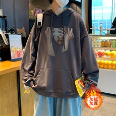 韩版ins潮流发泡印花情侣嘻哈连帽卫衣美式宽松上衣W5228-P30，男装卫衣，星座512-3