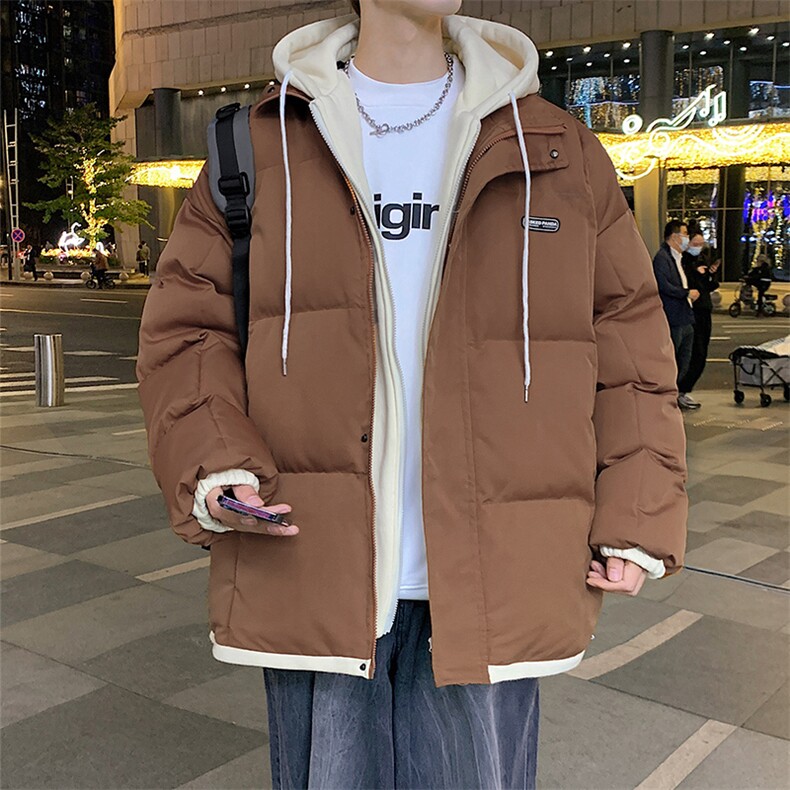 冬季宽松/假两件连帽休闲外套潮加厚棉衣XZ102B-1M6628-P110,男装棉衣,星座102B-1