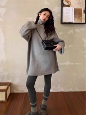 2025秋冬百搭时尚简约高领开叉羊毛衫舒适，女装羊毛衫，千御纺羊绒