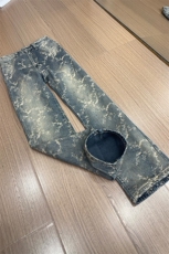 B221美式ins高街提花宽松微喇加绒牛仔裤LK24225-特P58控88，男装牛仔裤，电商B221