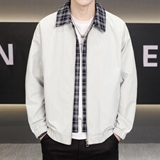 春秋季夹克男翻领假两件外套男休闲百搭青年外套上衣N2602-P75，男装夹克，星座310B-3