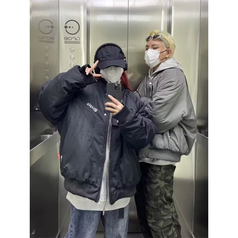 春秋季宽松飞行员夹克男女休闲小众设计感多口袋棒球外套图片