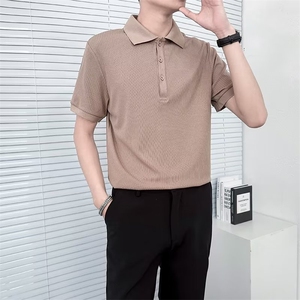 冰丝条纹短袖Polo衫男新款夏上衣潮流高级感纯色翻领t恤保罗 PL04图片