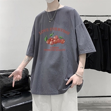 YT26325-P30亚麻短袖t恤男大码五分袖男宽松七分袖大皂风模特，男装T恤，电商A040