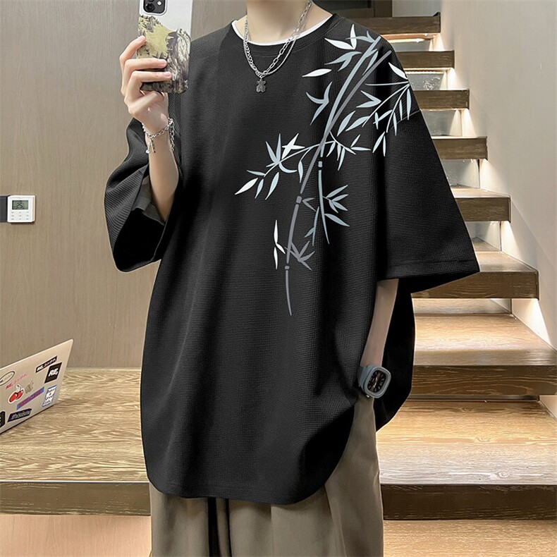 华夫格t恤男短袖男大码五分袖大皂风HT73393-P22,男装T恤,电商A040