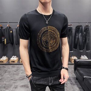 D215/98116#夏季潮男新款薄色冰丝短袖T恤打底衫男图片