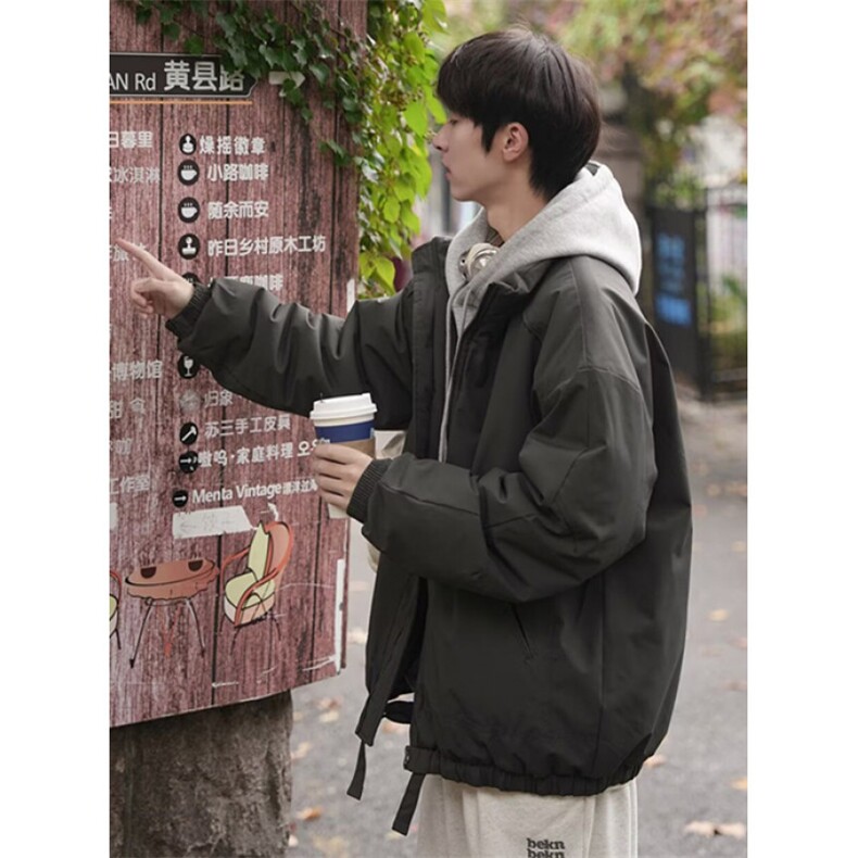冬季加厚外套日系翻领复古男女夹棉教练夹克宽松棉衣M4139,男装夹克,星座1116A（原606A-3）