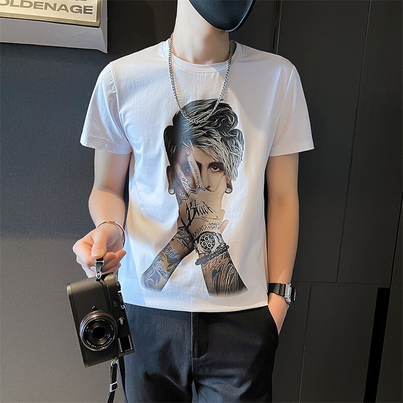 T710-P40夏季新款T恤男短袖人物数码印花圆领短袖上衣控60,男装T恤,电商A400-1（原B352）