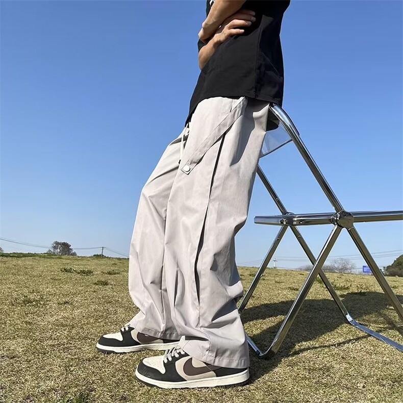 夏季新款冲锋裤子男高街直筒宽松潮牌风垂感阔腿长裤GK62-P36,男装休闲裤,星座1109-3