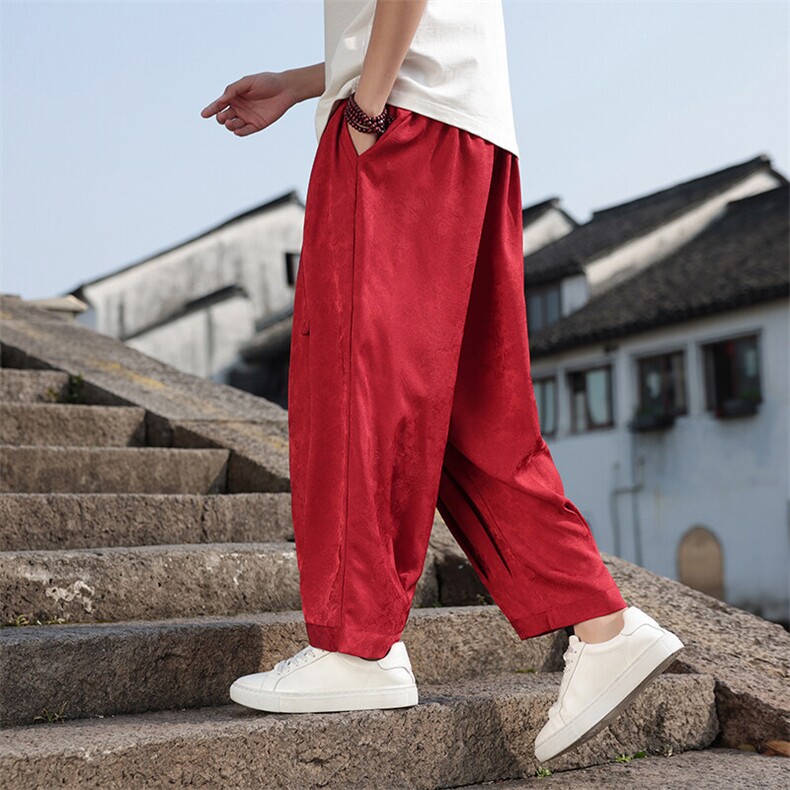 2025春夏新款风提花休闲裤男士宽松大码阔腿哈伦裤K2509-P75,男装休闲裤,电商A008