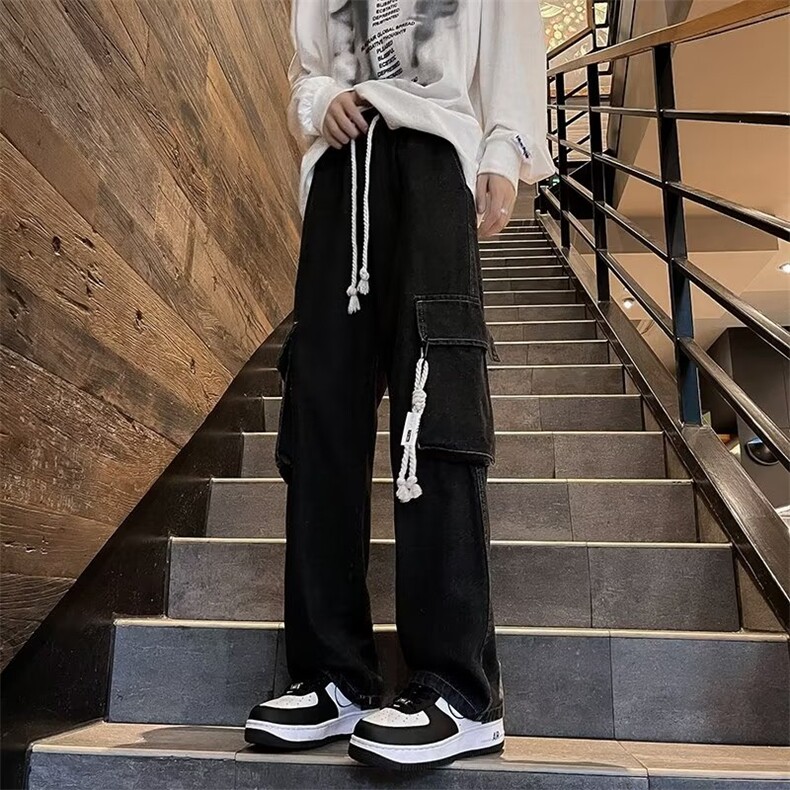 美式高街工装水洗直筒牛仔裤N858-P50,男装牛仔裤,星座308B-1