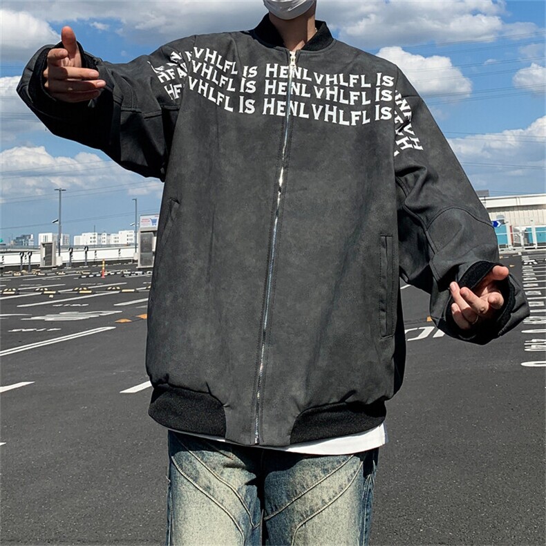 美式高街立领夹克外套男女秋冬季节hiphop潮牌字母印花棉服棒球服,男装夹克,星座505-2（原电商A260-1)