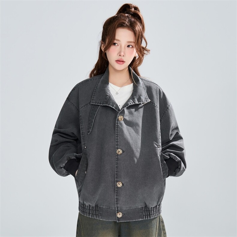 春秋宽松复古做旧立领工装夹克女潮流百搭外套XZ309JK8013P99，男装夹克，星座309（原A406）