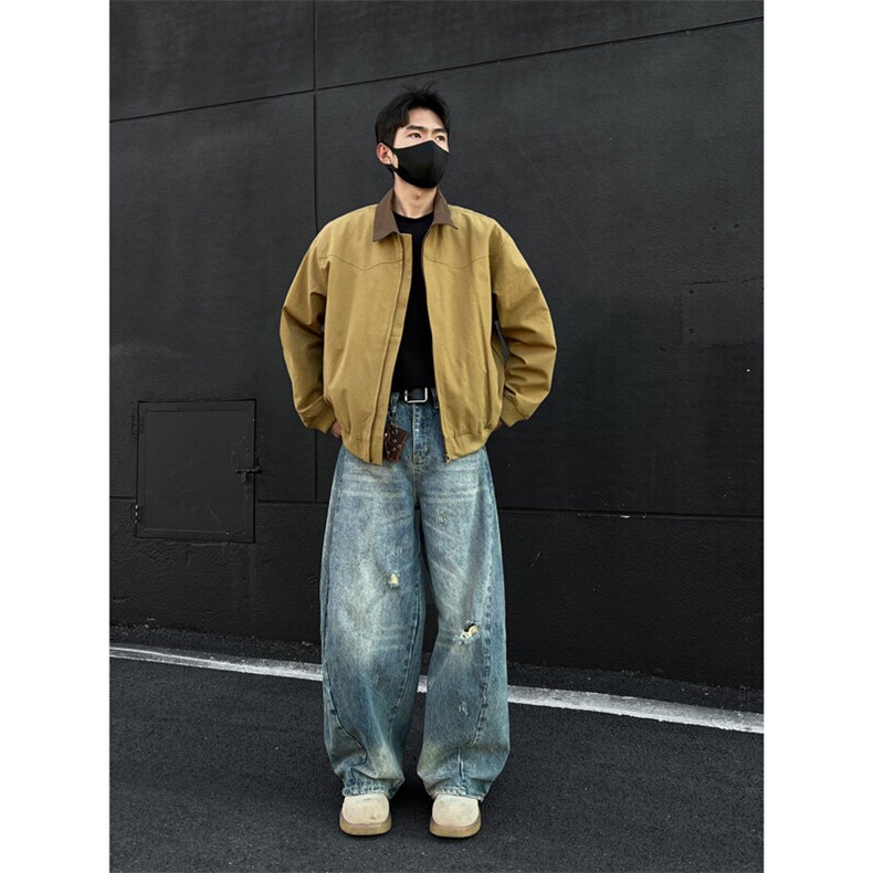 美式工装夹克水洗帆布翻领外套男xh90-特p80,男装夹克,电商B367
