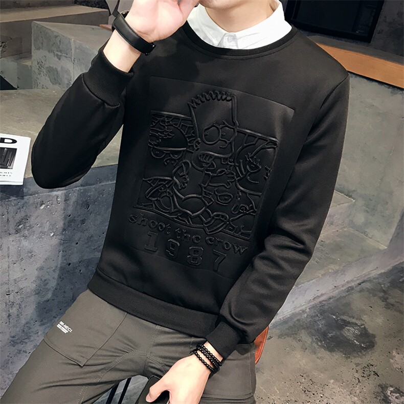 常规创意连帽秋季宽松印花青少年套头卫衣青春流行精致韩风卡通动漫,男装卫衣,电商A441