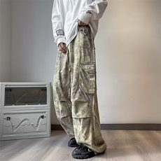 高街复古迷彩色牛仔裤工装裤子男女新款宽松直筒休闲裤N0781-P53，男装牛仔裤，星座308B-2