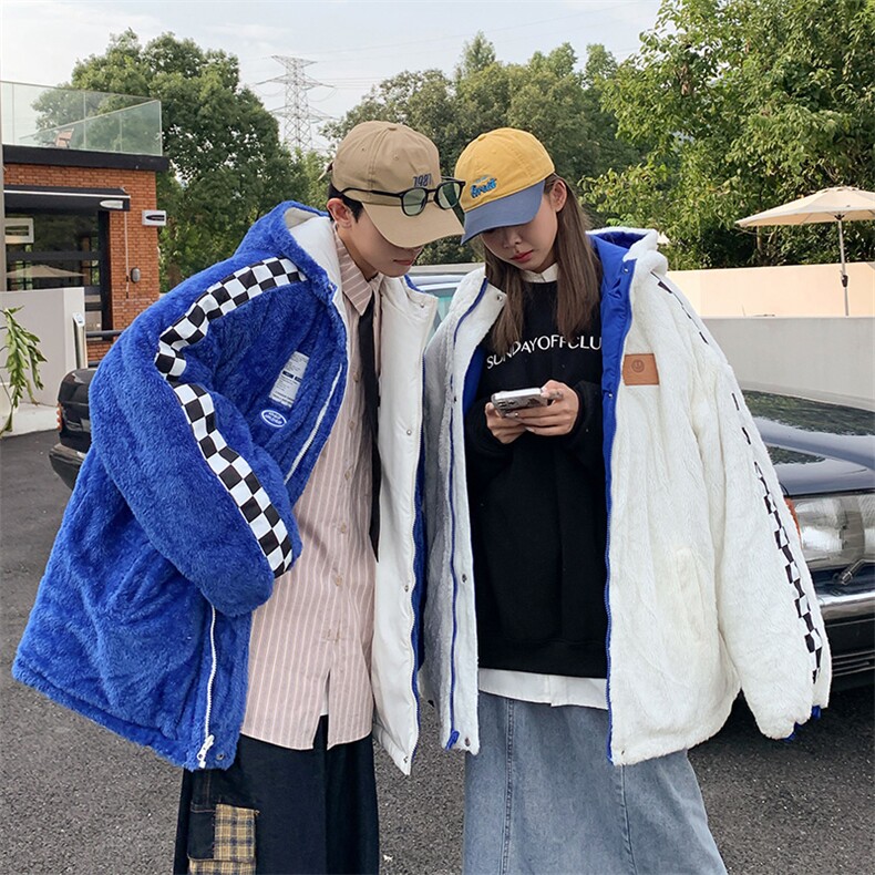 两面穿连帽加绒排扣棉衣男女双面棉服情侣棉袄外套3328-P80控118,男装棉衣,星座207