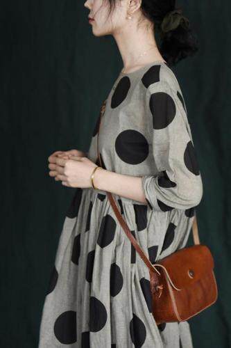 棉麻连衣裙，女装连衣裙，QJJ