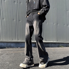 毛边渐变牛仔裤男潮牌宽松工装微喇牛仔裤1001-1-GN1622-p46，男装牛仔裤，星座1001-1