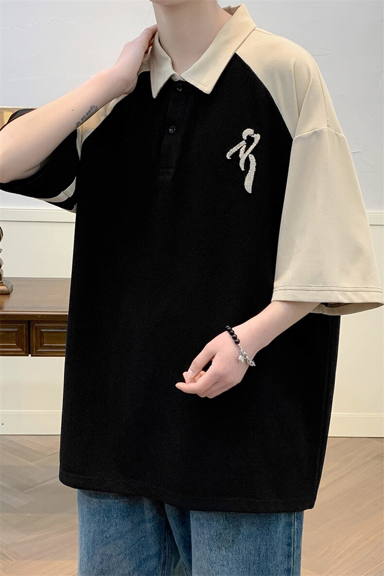 夏上新青少年时尚潮牌半袖T恤刺绣翻领Polo衫男女625-P35控价58,男装Polo衫,电商A441-1