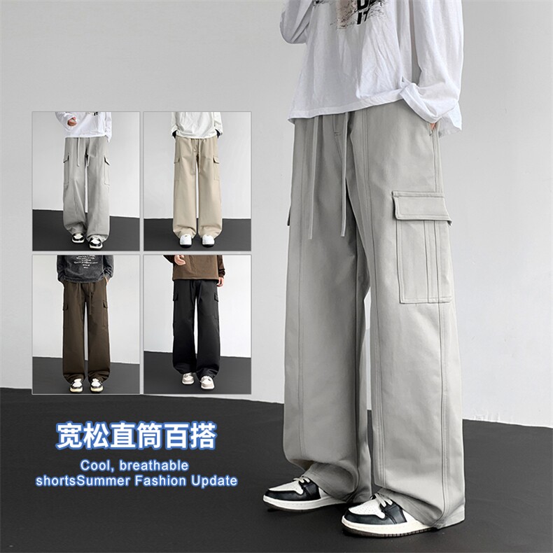 2025秋冬新款休闲男裤厚款直筒宽松松紧腰橡筋工装裤子潮3361-P42，男装工装外套，星座1006