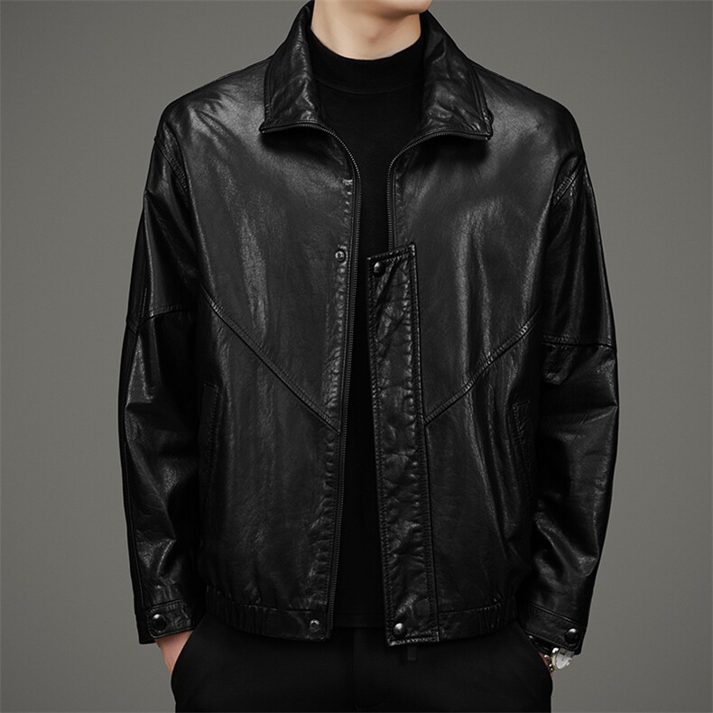 DLSN22053新款皮衣男头层山羊皮夹克翻领商务休闲男装P1000，男装皮衣，电商B360