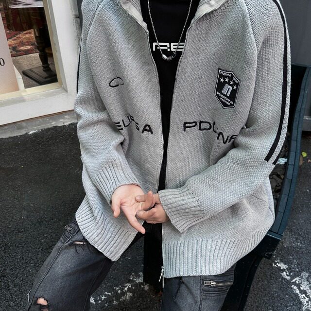 复古立领毛衣开衫外套男女秋冬百搭宽松拉链针织衫上衣MY338,男装针织衫/毛衣,星座1116A-1（原606A）