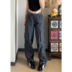 1506-1/KGA-Z101/P73水洗宽松工装微喇叭牛仔裤直筒阔腿长裤子男