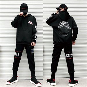 2020冬装新款加绒潮牌印花休闲运动套装男两件套 A436-6662-P125图片