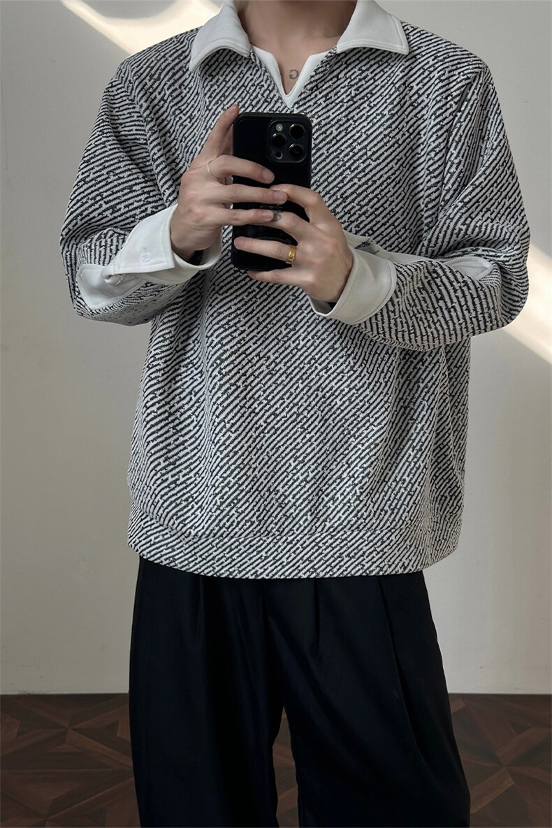 美式重磅雪尼尔长袖T恤男秋冬季打底衫polo衫加绒加厚卫衣外套男,男装T恤,电商B319