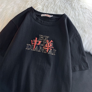 潮复古印花短袖t恤 T096 P35控49图片