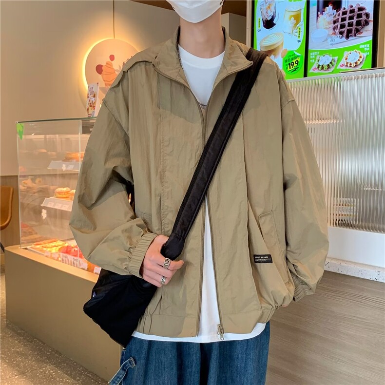 夏季超薄款男防晒服透气宽松港风工装夹克外套韩版潮流休闲上衣图片