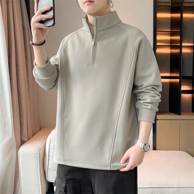 WY592-P55 M-8X秋季重磅男生卫衣青少年上衣大码半高拉链休闲学生图片