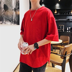T213港风原宿青少年百搭宽松纯色T恤情侣同款短袖男女，男装T恤，电商D321A