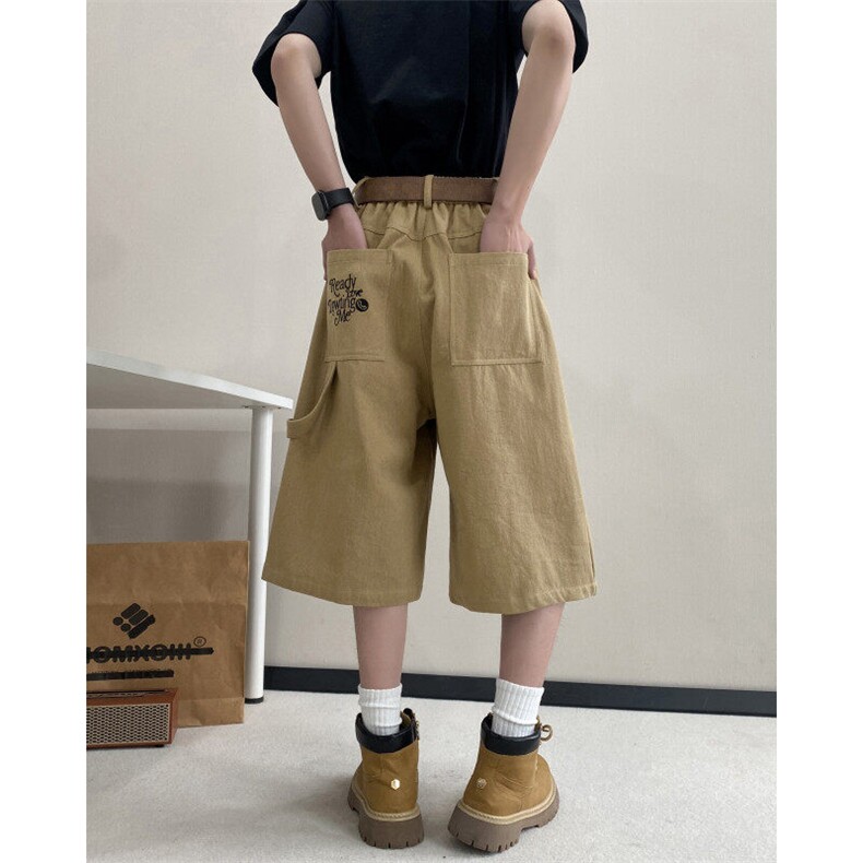 抖音品质春夏新款美式字母宽松休闲七分裤B315-K25689-特p40控78,男装休闲裤,电商B315