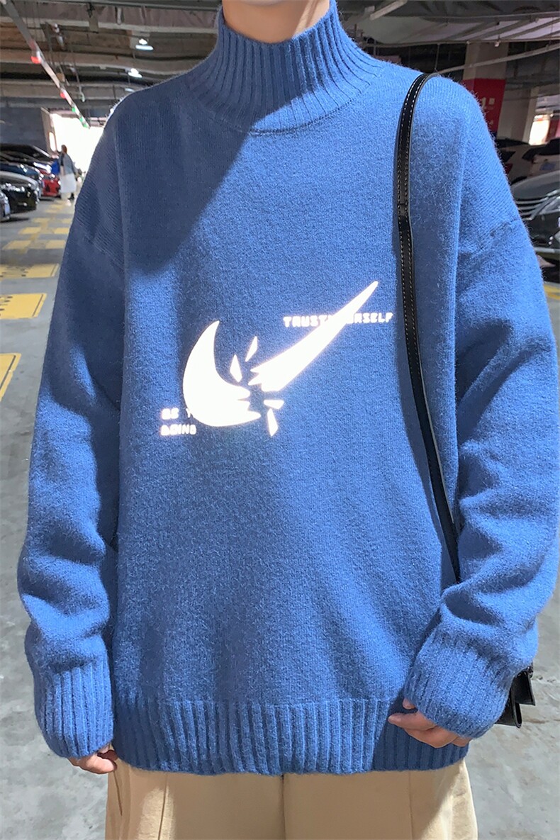 M18111-P45加绒P65半高领毛衣男士大码针织衫男毛线衣男线衫,男装针织衫/毛衣,电商A040